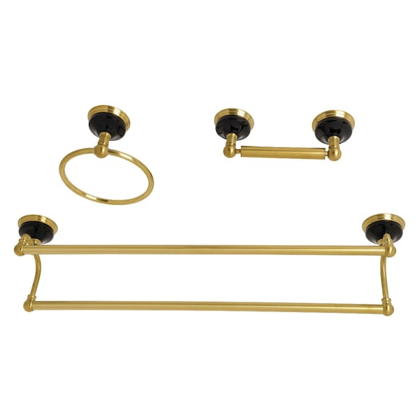 BAK911348BB Water Onyx 3-Piece Bathroom Accessory Set, Brushed Brass